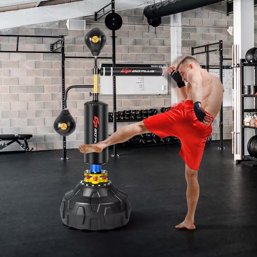 Boxing Speed Trainer Freestanding Fillable 360-Degree Spinning Bar Adjustable Height