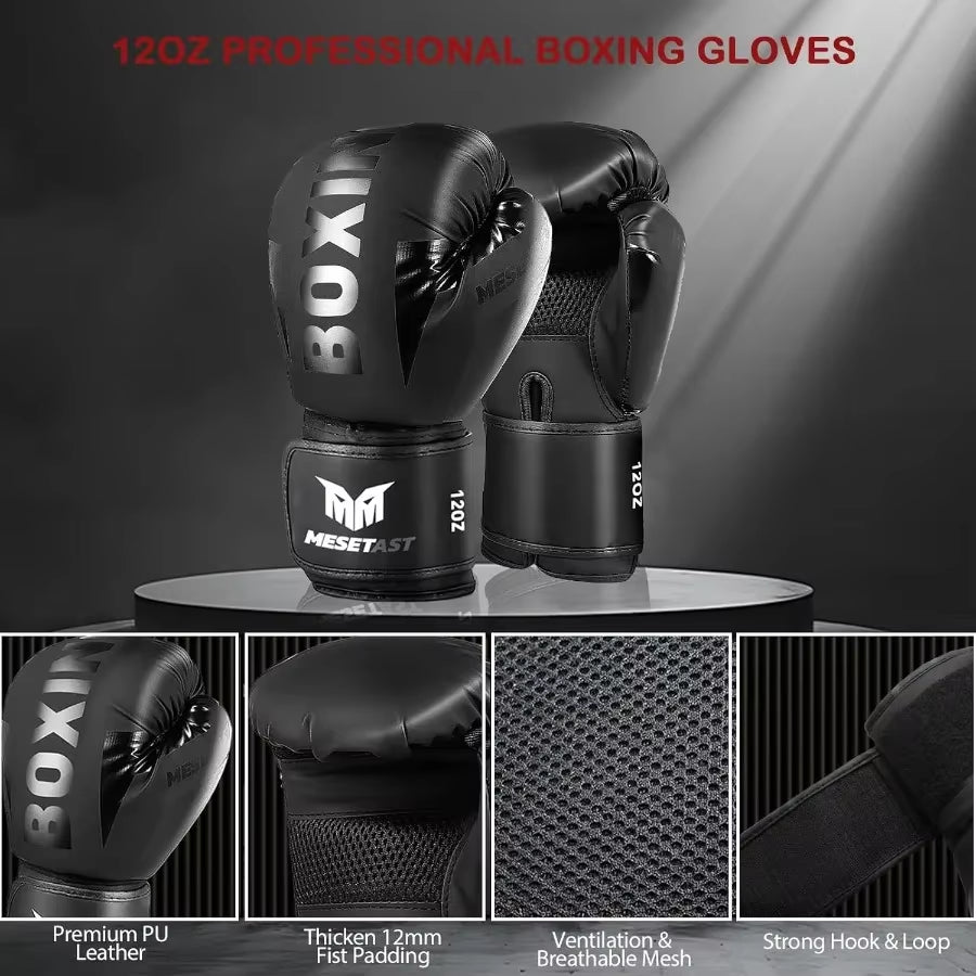 4Ft Heavy Punching Bag Set for Adults with 12 OZ Gloves Perfect for Home Gym Training in MMA Karate Kickboxing and Boxing Unfil