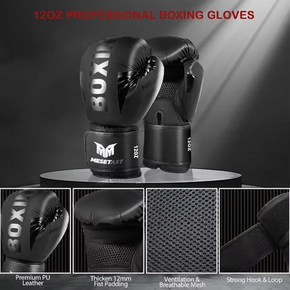 4Ft Heavy Punching Bag Set for Adults with 12 OZ Gloves Perfect for Home Gym Training in MMA Karate Kickboxing and Boxing Unfil