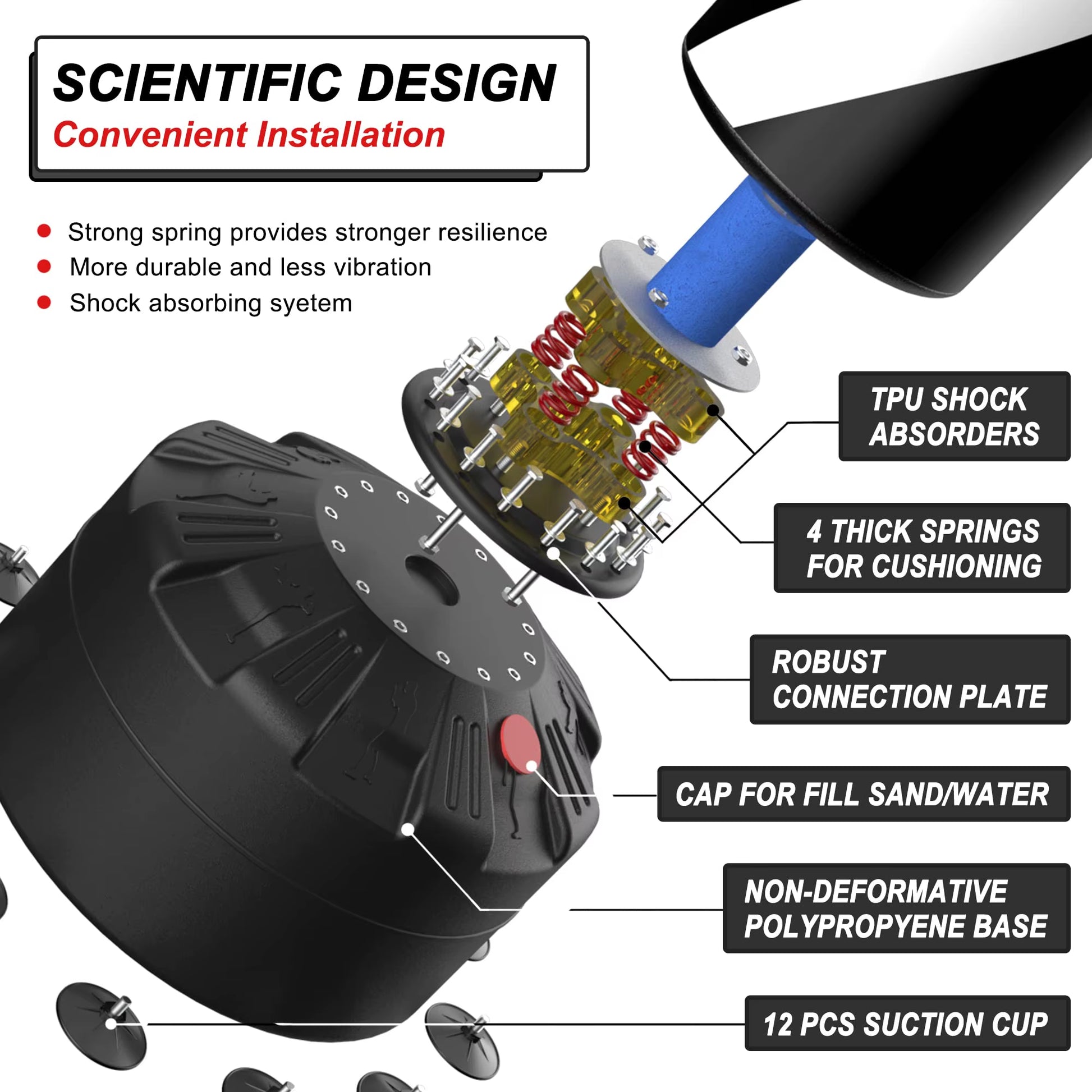 Boxing Column Muay Thai Sanda Tower Boxing Sandbag Standing Boxing Tower Punching Bag for Fighting Heavy Training Boxing Post