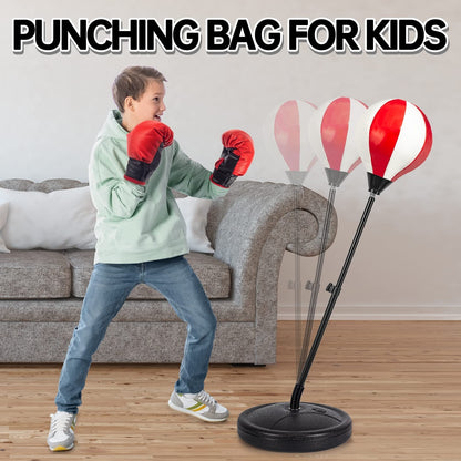 Kids Punching Bag Set with 2 Boxing Gloves, Adjustable Stand, Gifts for Boys ...